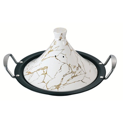 Royal Marbre - Tajine Blanc/Or 34cm